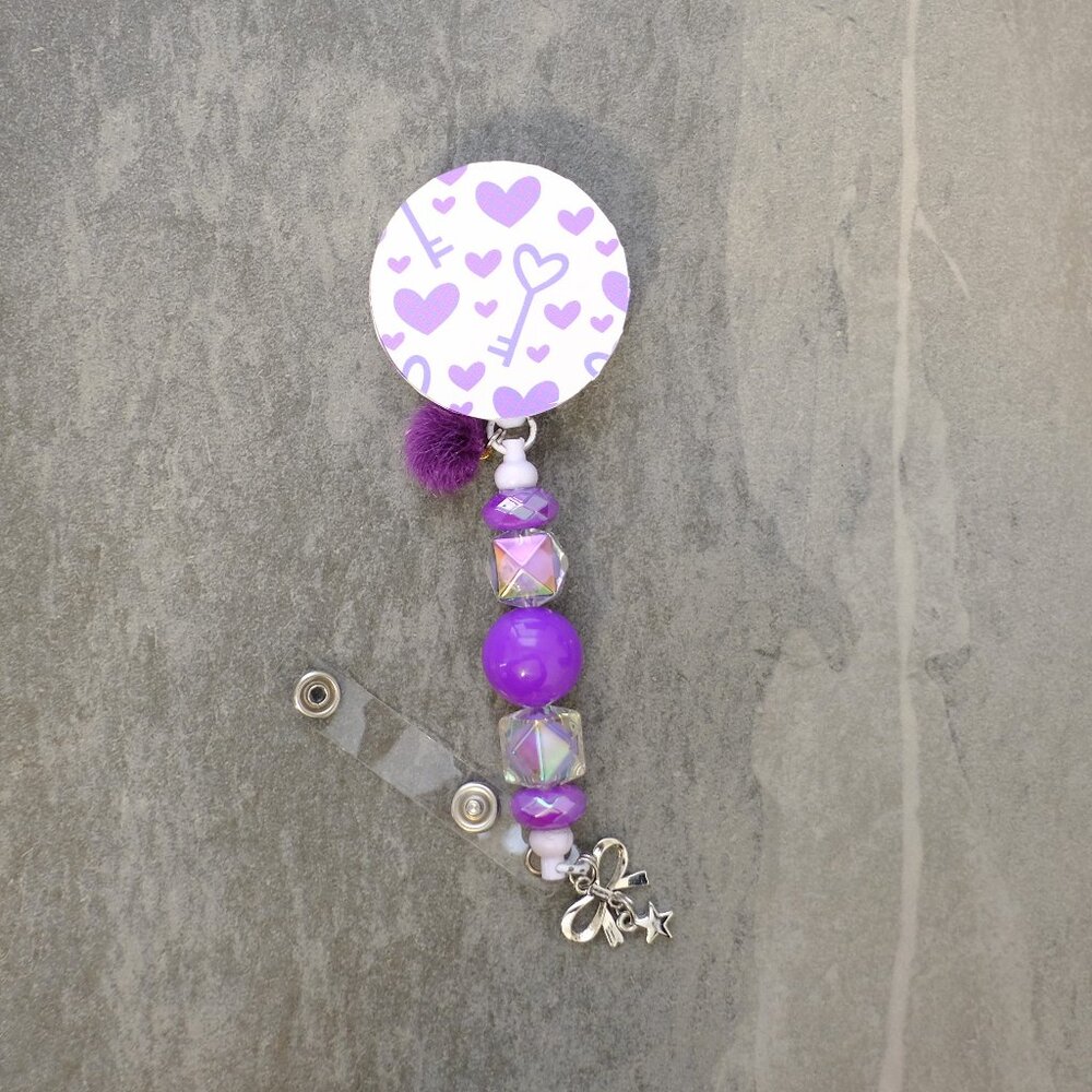 Fun Beaded Badge Reel, Handmade, retractable, clip, nurse, teacher, gift